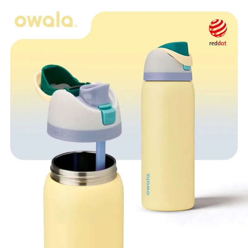 Owala Freesip insulated cup, straw, stainless steel insulated water cup, large capacity portable outdoor insulated kettle 32oz
