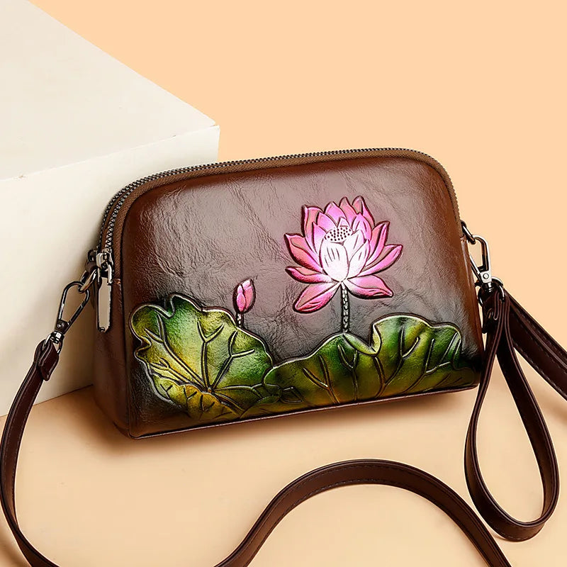 Large Capacity Three-Layer Women's Crossbody Shoulder Bag Fashionable Retro Handbag Mom Bag 2025 New Style PU Leather Bag