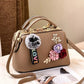 High-End Embroidered Soft Leather Women's Bag Large Capacity Commuter Contrast Color Small Square Bag Cloud Pattern Daily Use