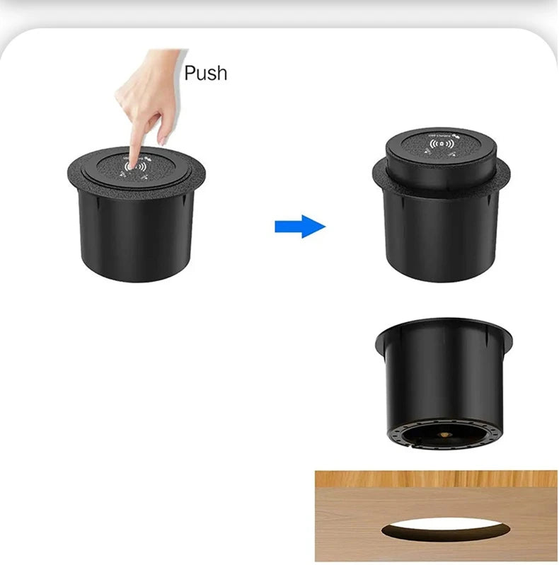 Multifunctional 3-in-1 30W Fast Wireless Charger Pop-up Desktop Embedded Quick Wireless Charger With USB Port For Smartphone