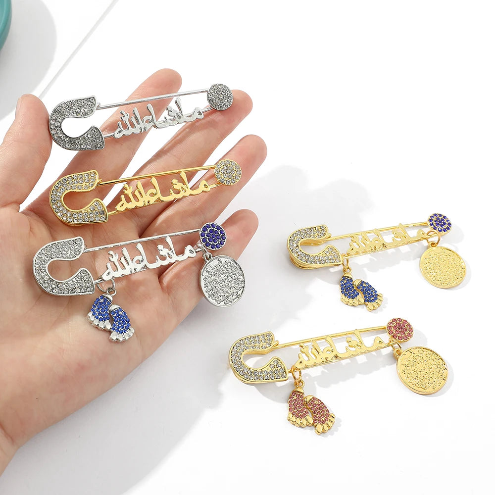 Muslim Islam Mashallah Allah Turkish Four Gul Suras Marsala of Islam In Arab Baby Pin Brooch Clothing Accessories Gifts