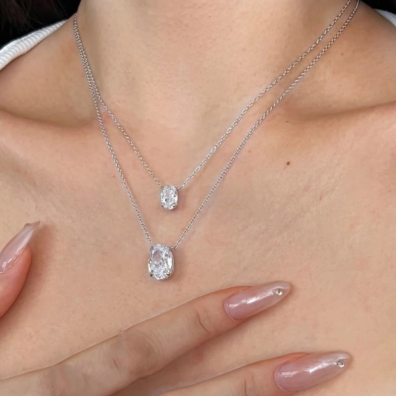 1/2/3Carat Oval Cut Solitaire Moissanite Pendant Necklace with certificate Diamond  Neckchain for women s925 silver Fine Jewelry