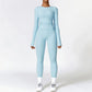 2PCS Seamless Yoga Set Women Workout Set Sportswear Gym Clothing Fitness Long Sleeve Crop Top High Waist Leggings Sports Suits