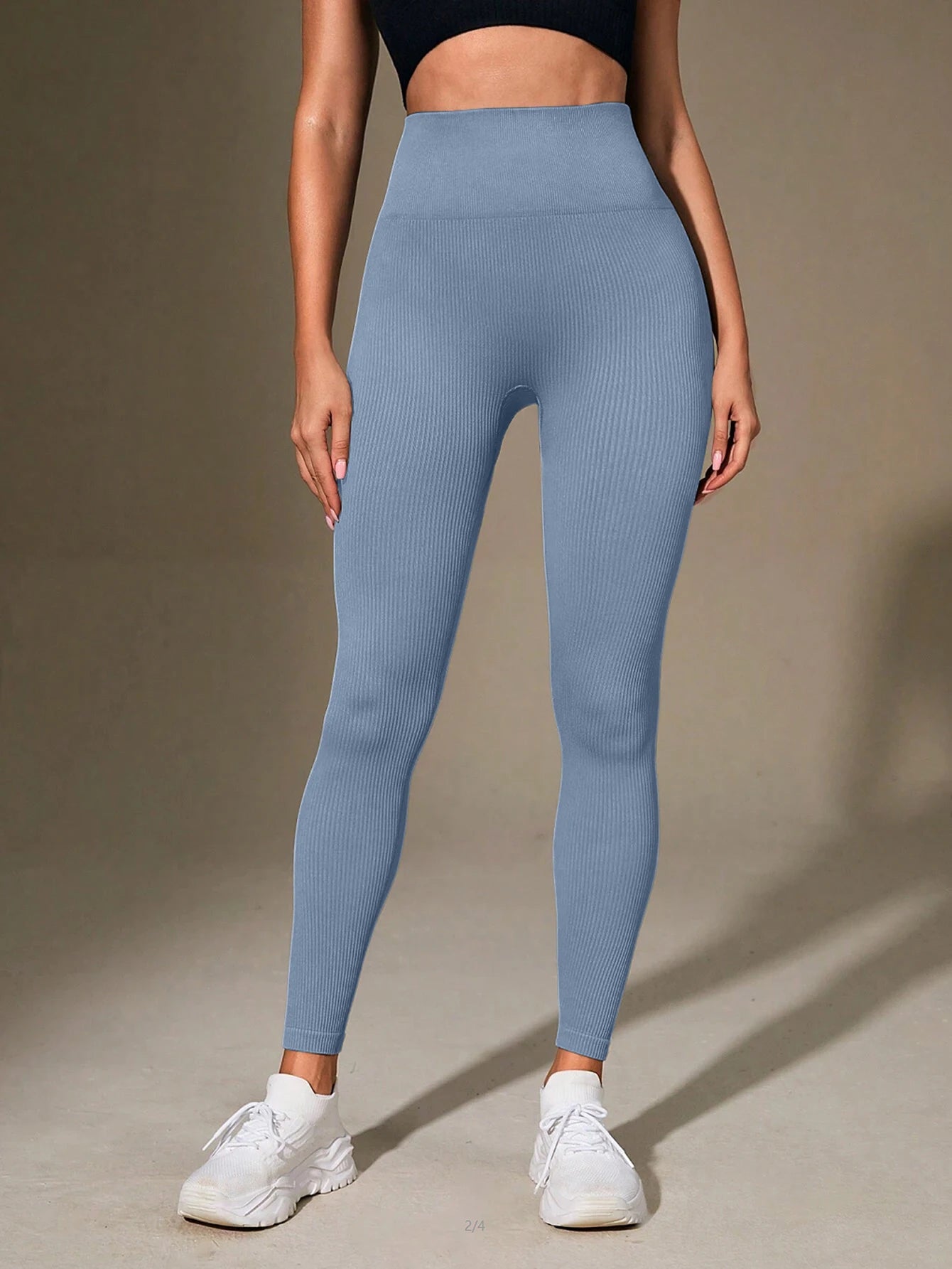 Women's High Waisted Ribbed Yoga Pants - Solid Color Stretchy Tummy Control Workout Leggings for Fitness Gym Lounge & Daily Wear