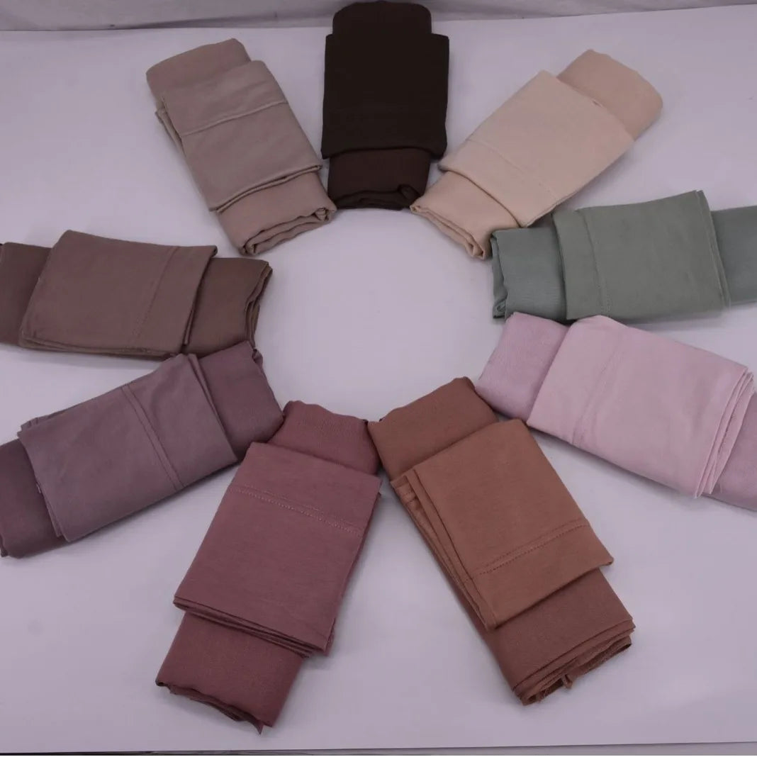 110colors Modal Hijab with Modal Undercap Set Basic Stretchy Pullover Headscarf Thin Breathable Sunscreen Head Wrap Hijabs Scarf