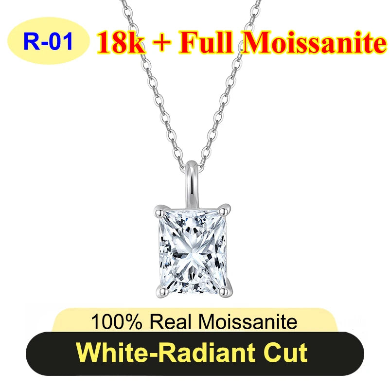 PureNew 1-5ct Classic Full Moissanite Necklace For Women S925 Silver Plated 18k Gold D Color VVS1 Women's Moissanite Chain Gift