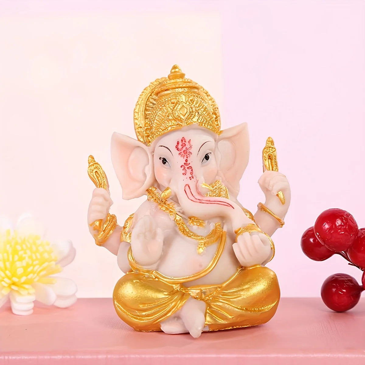 1pc Creative Thai Ganesha Figurine - Resin Elephant God Statue - Tabletop Ornament | Elephant Deity | Detailed Artistry