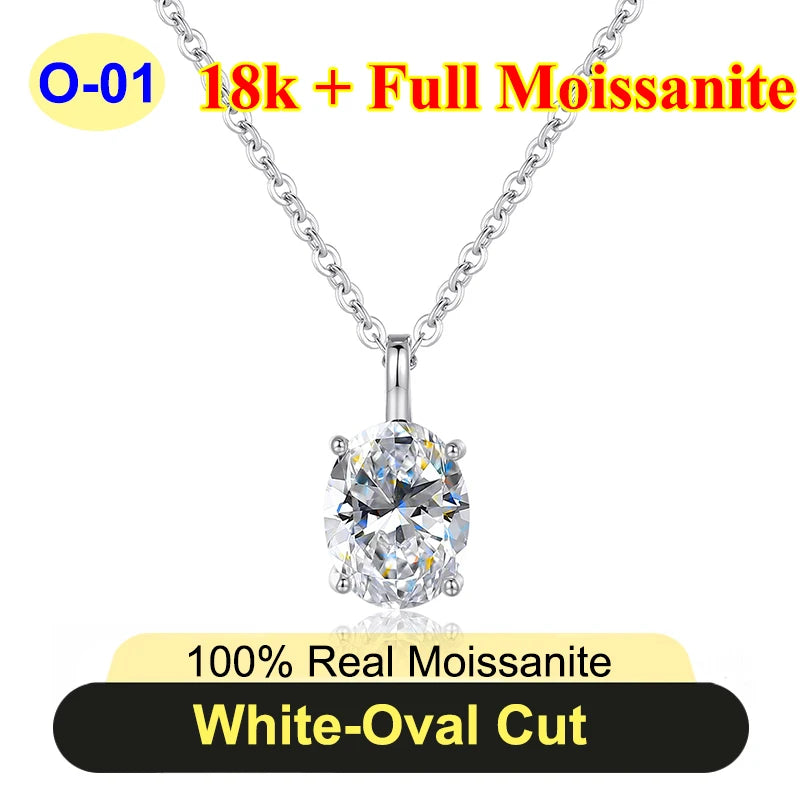 PureNew 1-5ct Classic Full Moissanite Necklace For Women S925 Silver Plated 18k Gold D Color VVS1 Women's Moissanite Chain Gift