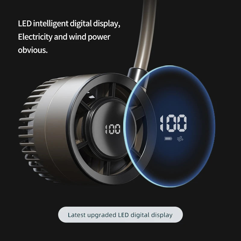 Lenovo Digital Display Neck Fan Rechargeable 5000mAh Portable Wearable Cooling Air Cooler USB Fan Outdoor Sports Travel