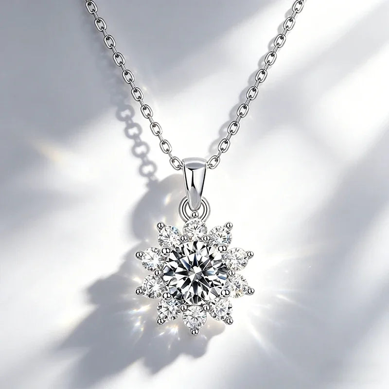 0.5ct-1.0ct VVS1 D Color Moissanite Necklace 925 Soild Sterling Sliver Chain with Certificate Fine Jewelry for Woman Jewelry