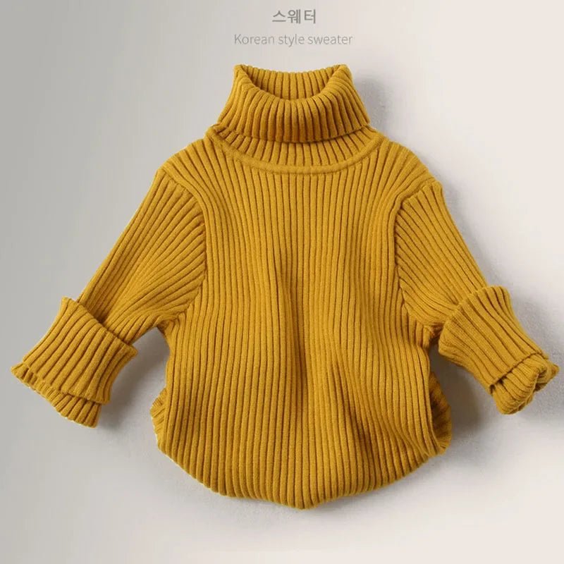 2025 New Autumn Baby Girls Sweater Kids Sweater Winter High Neck Sweater Boys Casual Loose Pullover Sweater Baby Knitted Clothes