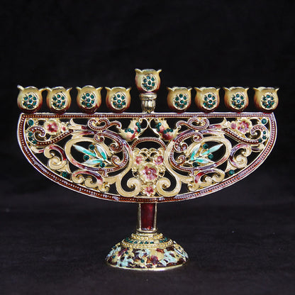 Metal Gold Candle Holder for Hanukkah Menorah 9 Branch Candelabrum Candle Stand Christmas Party Wedding Home Decor Candlesticks