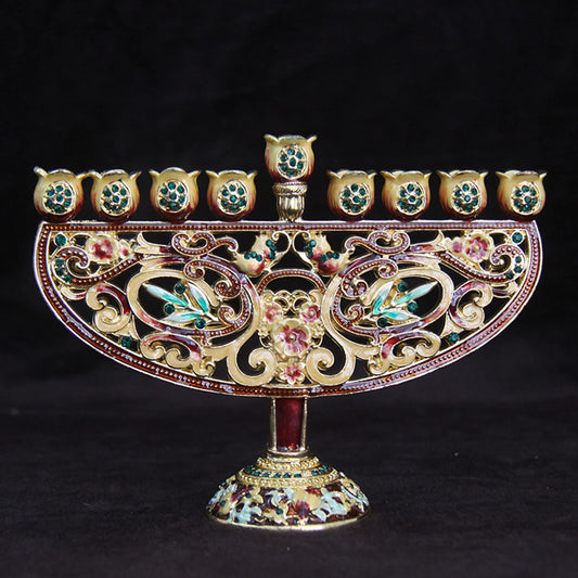 Metal Gold Candle Holder for Hanukkah Menorah 9 Branch Candelabrum Candle Stand Christmas Party Wedding Home Decor Candlesticks