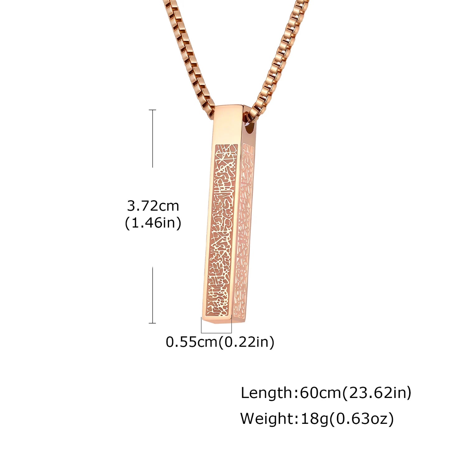 Allah Arabic Vertical Necklaces for Men Women,Muslim Pendant Ayatul Kursi Necklace,Islam Eid Ramadan Islamic Jewelry Gifts