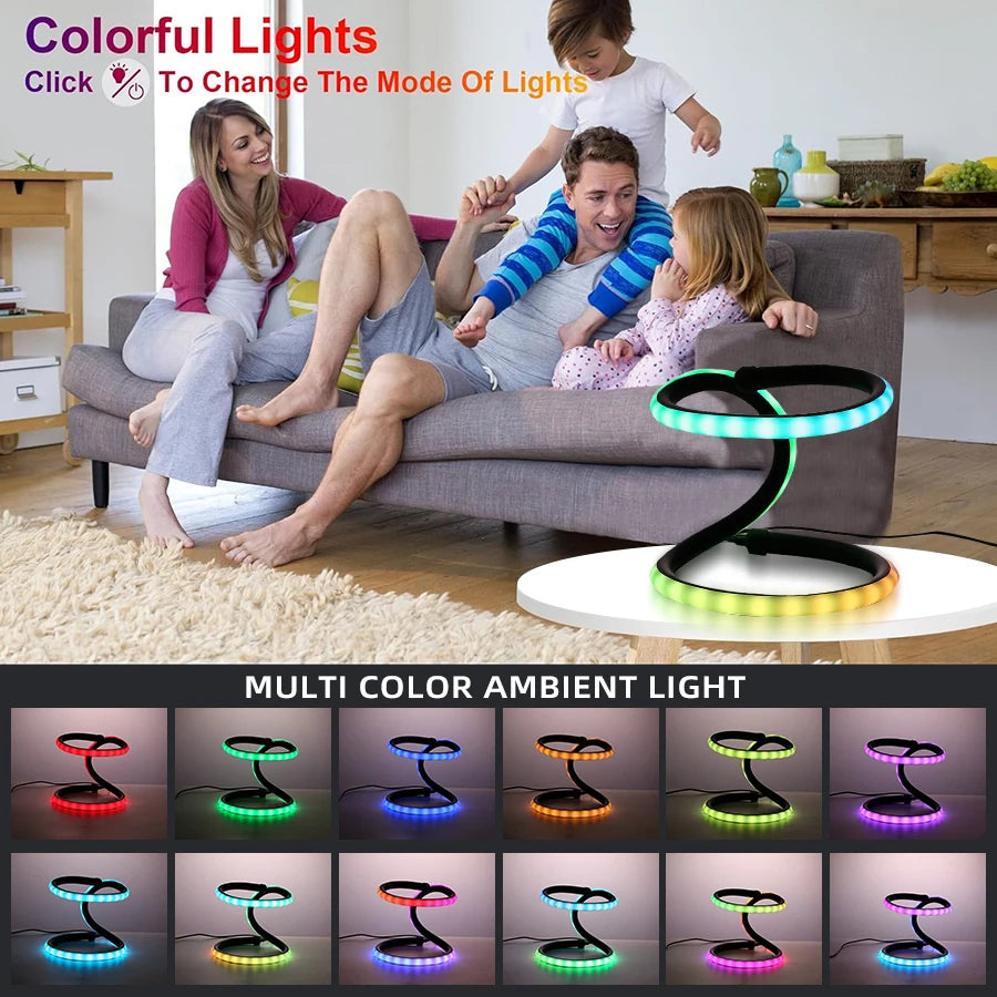 RGB LED Corner Floor Lamp with Remote, USB Powered  Inches Adjustable Height, Aluminum & Plastic Black Mood Lighting, Detachable