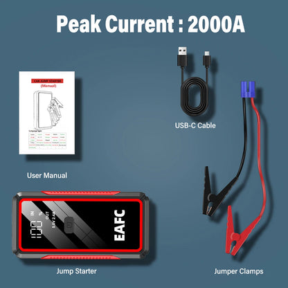 Power Bank 2000A/600A 12V Car Battery Jump Starter Portable Charger Petrol Diesel Auto Starting Device Booster Emergency Starter