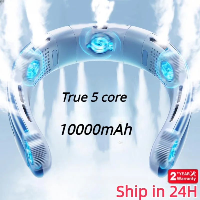 Portable Neck Fan 10000mAh Rechargeable Fan Mini 3-Speeds Large Wind Outdoor Silent Electric Ventilador for Home Camping Outdoor