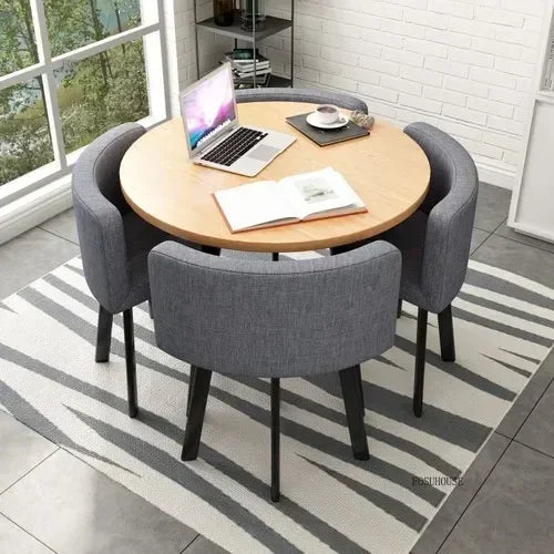 Nordic Round Dining Tables Set for Dining Room Furniture Kitchen Dining Table Set with 4 Chairs Home  Light Luxury Center Tables