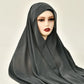 Chiffon Instant Hijab With Bulit-in Magnets Muslim Woman Hijab Solid Color Easy To Wear Shawl Wrap With Undercap Famme Headscarf