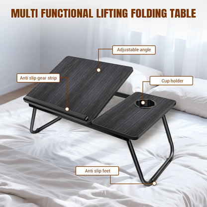 Laptop Desk,Laptop Bed Table with Foldable Legs & Cup Slot,Height and Angle Adjustable reading Holder Notebook Stand Book Holder