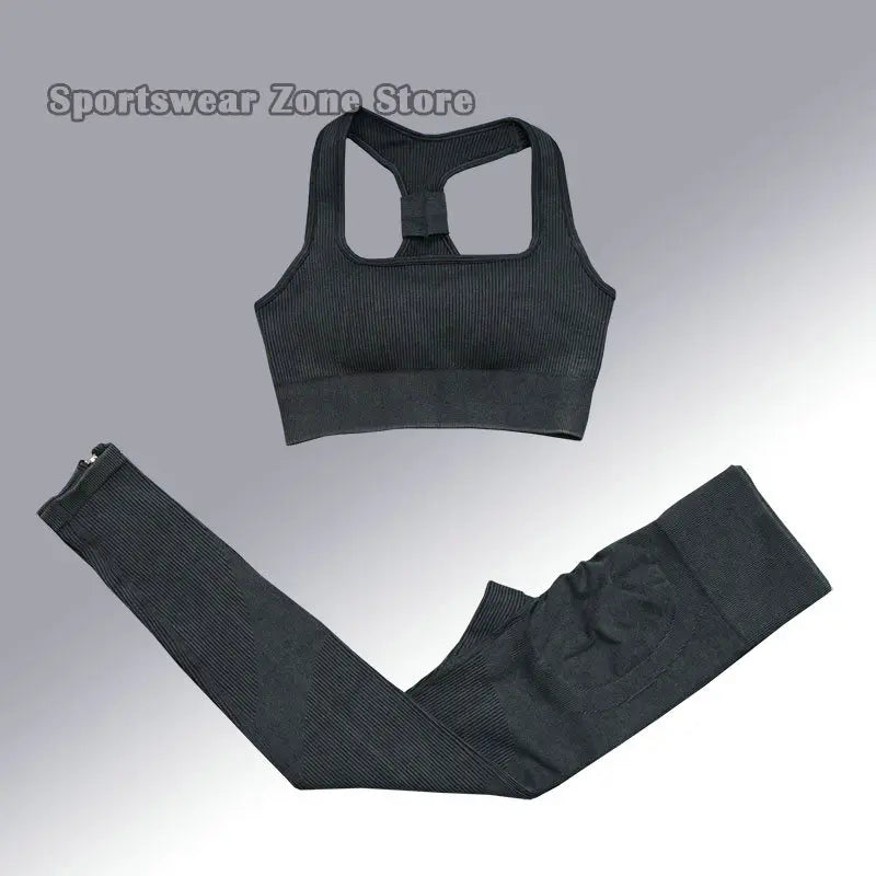 Yoga Suit High Waist Leggings Running Training Tights Sports Outfits Long Sleeve Crop Top Bra Seamless Fitenss Set Fitness Wear