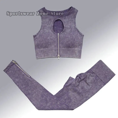 Yoga Suit High Waist Leggings Running Training Tights Sports Outfits Long Sleeve Crop Top Bra Seamless Fitenss Set Fitness Wear