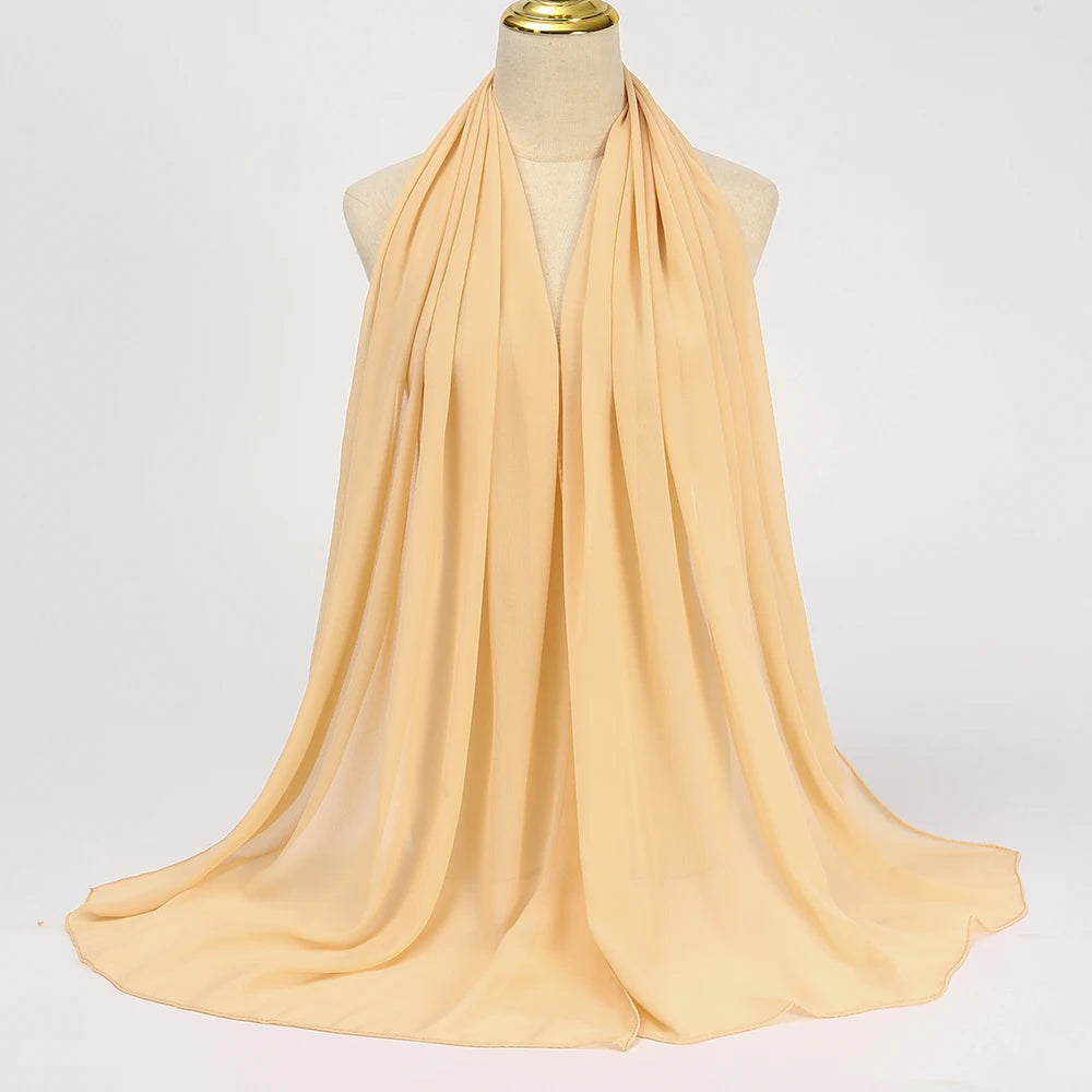 Muslim Chiffon Hijabs For Woman Long Solid Color Head Wrap For Women Shawls Scarves Ladies Muslim Veil Hijab