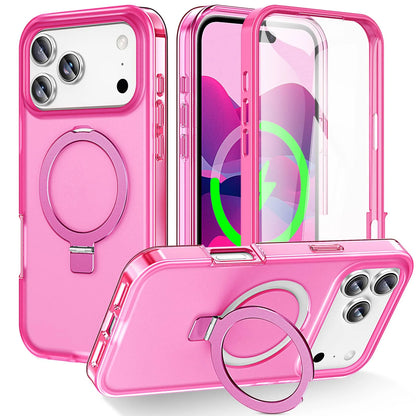 For iPhone 17 Pro Max iPhone Air Matte Case,Built-in PET Screen Protector, Ring Kickstand, Dual Layer Full Body Shockproof Cover