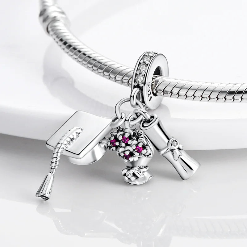 2026 Hot Sale Charms Bead 925 Sterling Sliver Pink Butterfly Luminous Firefly Dangle Fit Bangle Bracelet Necklace DIY Jewelry
