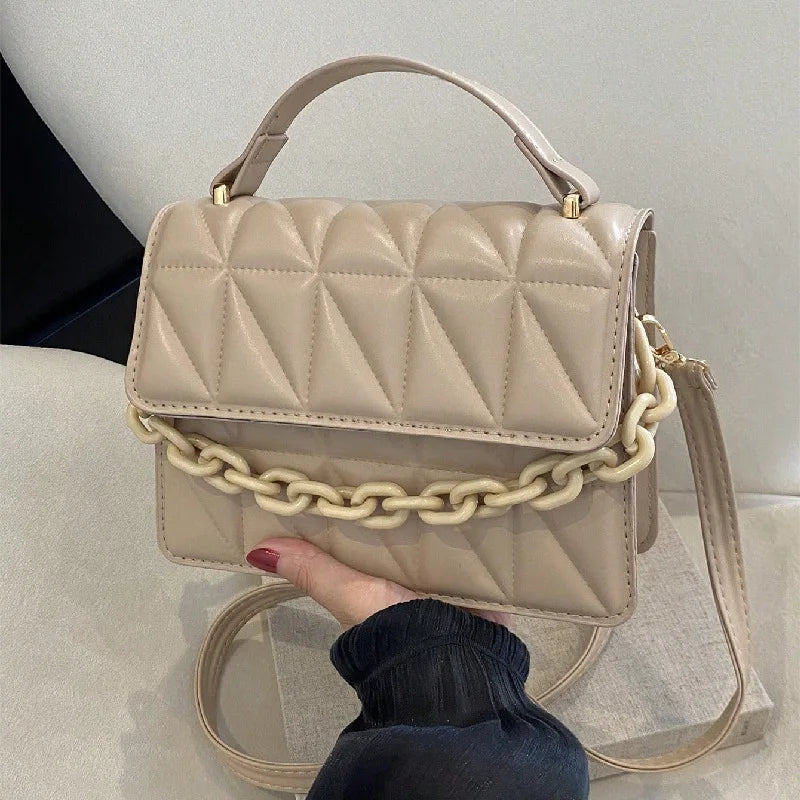Mini Casual Quilted Crossbody Bag with Magnetic Closure and Adjustable Strap,Small Handbag Tote Shoulder Bag for Women Daily Use