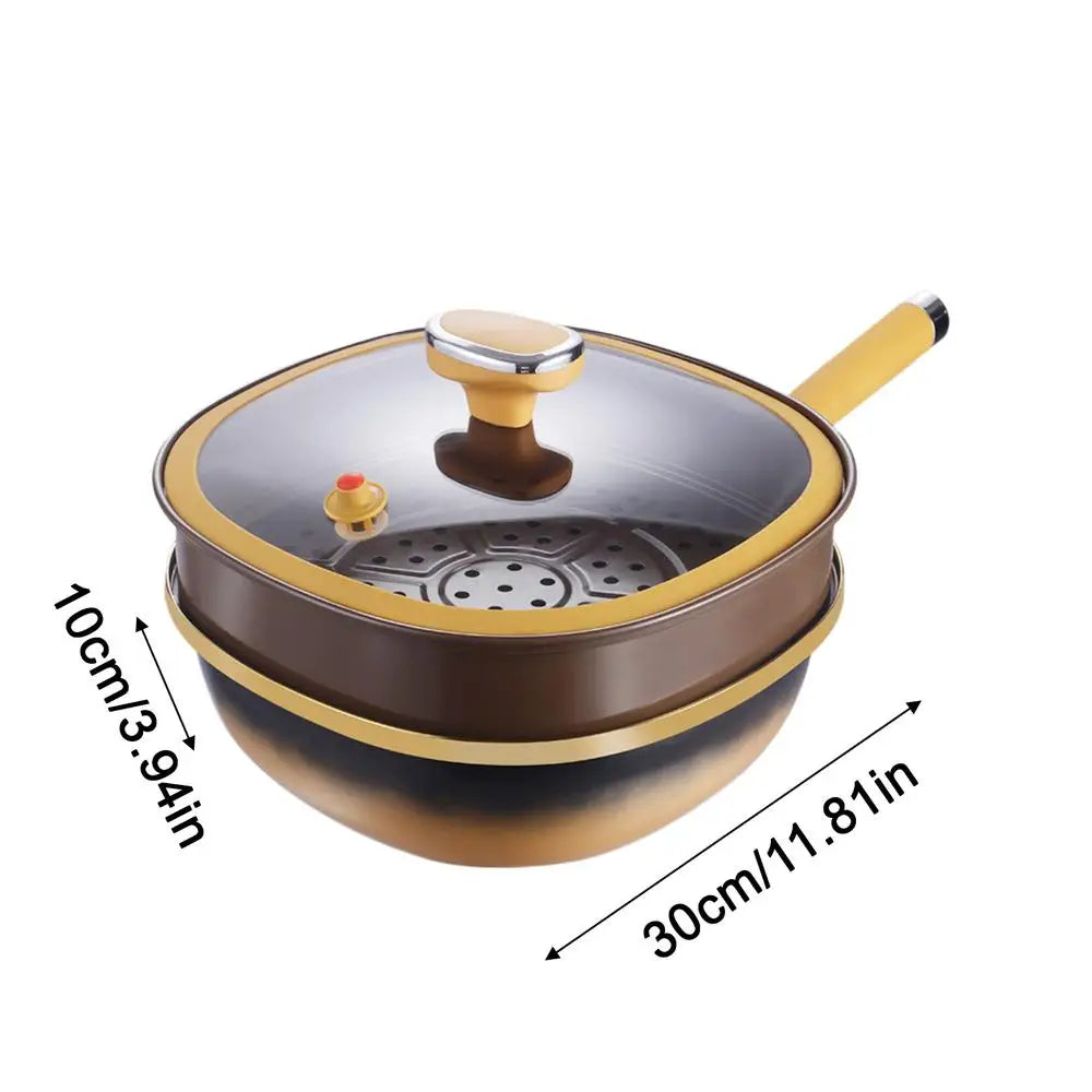 Titanium Alloy Non-Stick Pot with Lid 30CM Large Capacity Household Frying Pan Kitchen Induction Cooker Gas Stove Universal