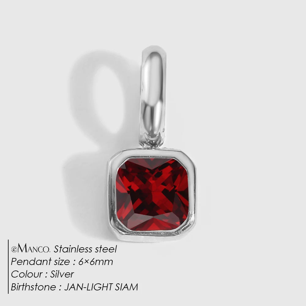 EMANCO Stainless Steel Classic Octagon Birthstone Charms 14K Gold Plated Pendant For DIY Jewelry Making Necklace