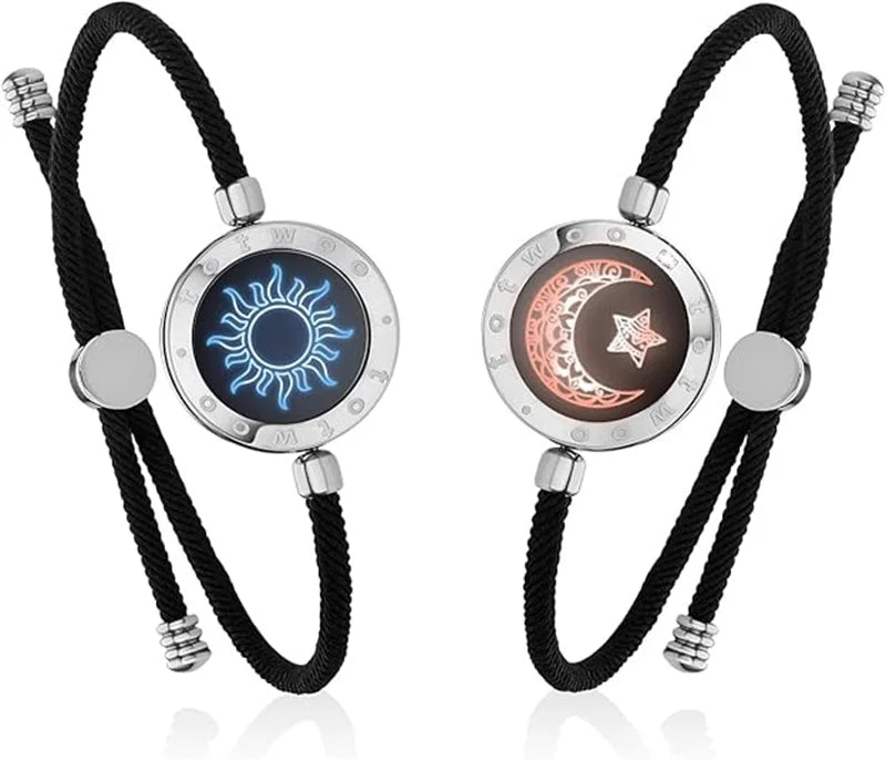 TOTWOO Long Distance Touch Bracelets for Couples ,Light up&Vibration Relationship Gifts for Lovers Smart Jewelry Love Bracelets
