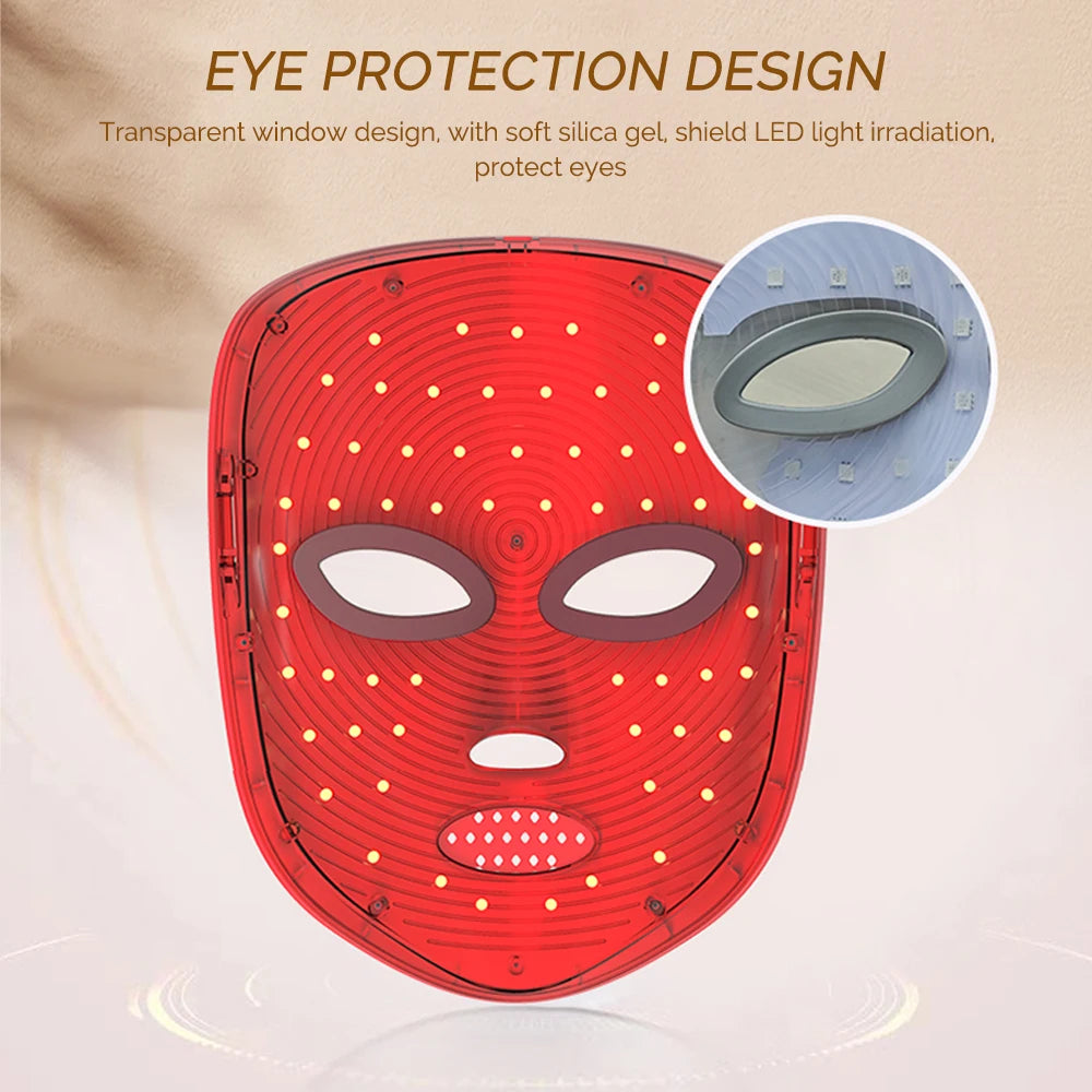 7 Colors LED Facial Mask Light Therapy Red Light Facial Mask for Anti-Aging Rejuvenation Brighten Skin Beauty Device