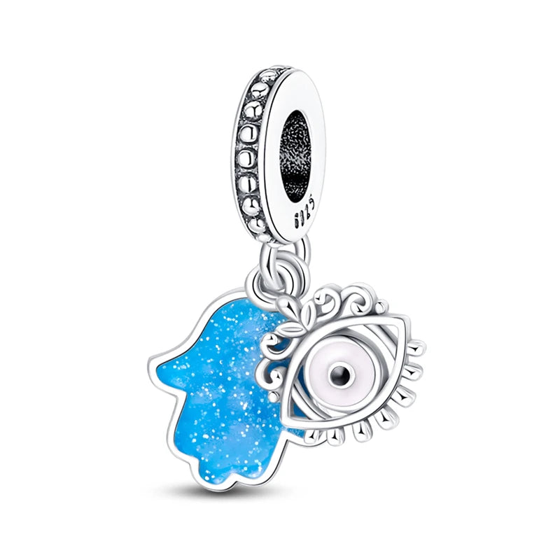 Hot Sales 925 Sterling Silver Charms Beads Devil's Eye Fatima's Hand Cross Beads Fit Original Bracelet Women DIY Jewelry Gifts