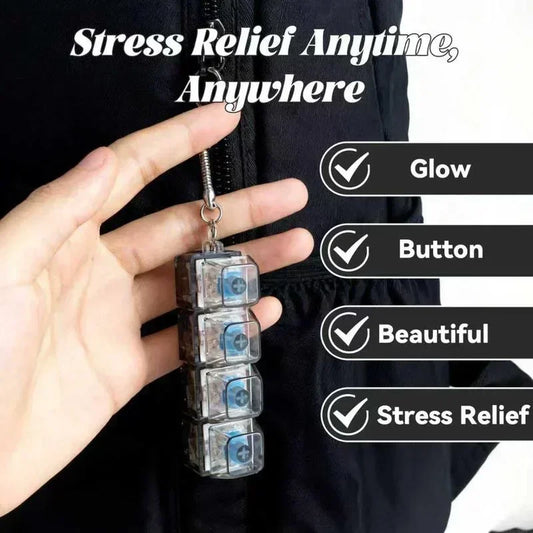 Illuminated Keyboard Keyring Clickable LED Button Toy for Stress Relief Perfect Fidget Gadget for Office Desk Anxiety Calming