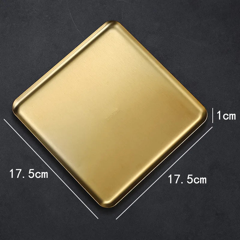 Rectangular 304 Stainless Steel Plate Barbecue Plate Hot Pot Buffet Tray Square Snack Dessert Trays Kitchen Cook Accessories
