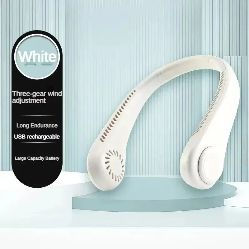 New Arrival Bladeless Hanging Neck Fan 3 Adjustable Speed USB Recharge Mini Portable Air Cooler Long Battery Life Outdoor Gym Su