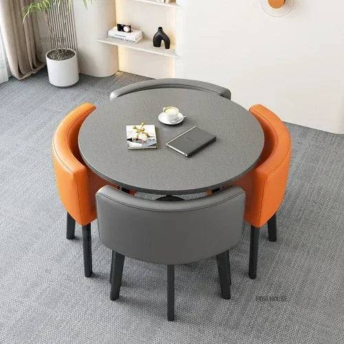 Nordic Round Dining Tables Set for Dining Room Furniture Kitchen Dining Table Set with 4 Chairs Home  Light Luxury Center Tables