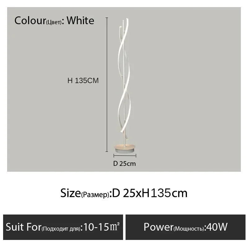 Nordic Postmodern LED Floor Lamp RGB Livingroom Bedroom Study Hotel Line Without Main Light Spiral Vertical Luxury Corner Lamps