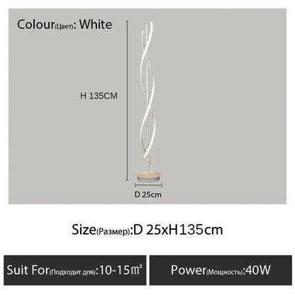Nordic Postmodern LED Floor Lamp RGB Livingroom Bedroom Study Hotel Line Without Main Light Spiral Vertical Luxury Corner Lamps