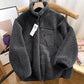 2026 Winter Chic Girl Lamb Fleece Women's Short Jacket Zipper Long Sleeved Pocket Warm Coat Fashion High Street Female Outerwear