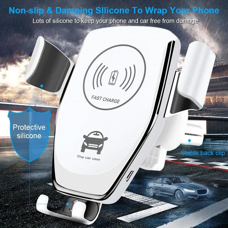 Fast Wireless Chargers Car For iPhone 17 16 15 14 13 12 Pro XS Max XR Samsung Xiaomi Wireless Charging Phone Car Holder Charger