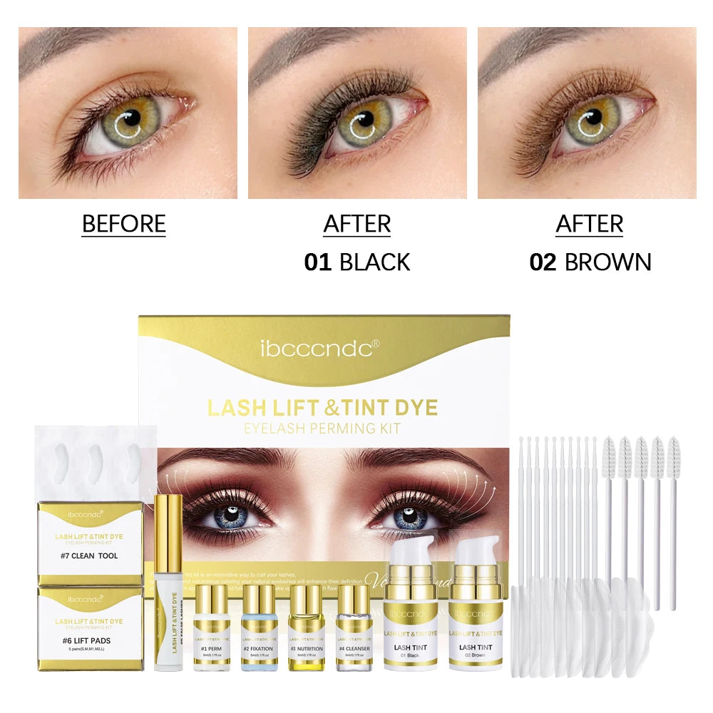 Upgraded Lash Lift & Tint Kit Semi Permanent Eyelash Curling Perm Dye Set Professional Long Lasting Curl Supplies For Beauty Salon DIY Home Lash Makeup Tools