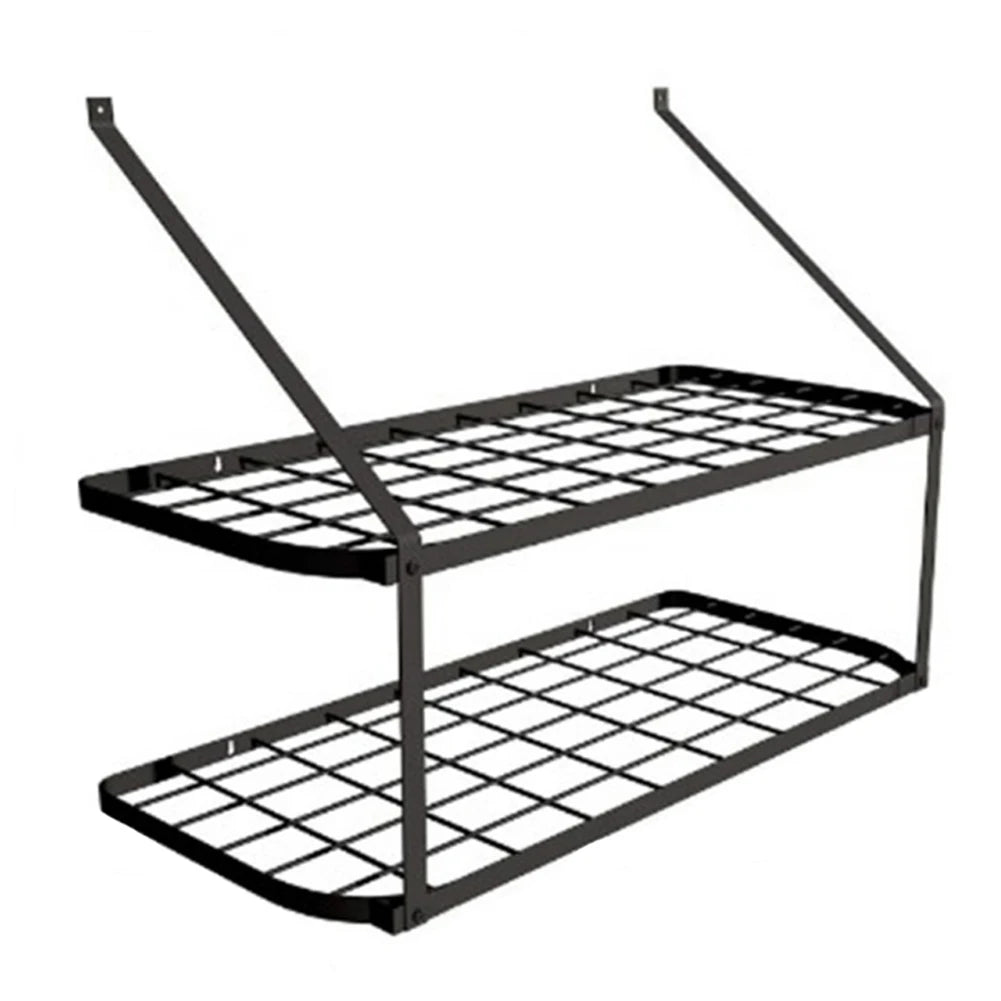 【Lifeideas】Rustproof Wall Mounted Pot Rack Pan Hanger for Kitchen Storage Organization Easy Setup 2Tier Pot Shelf