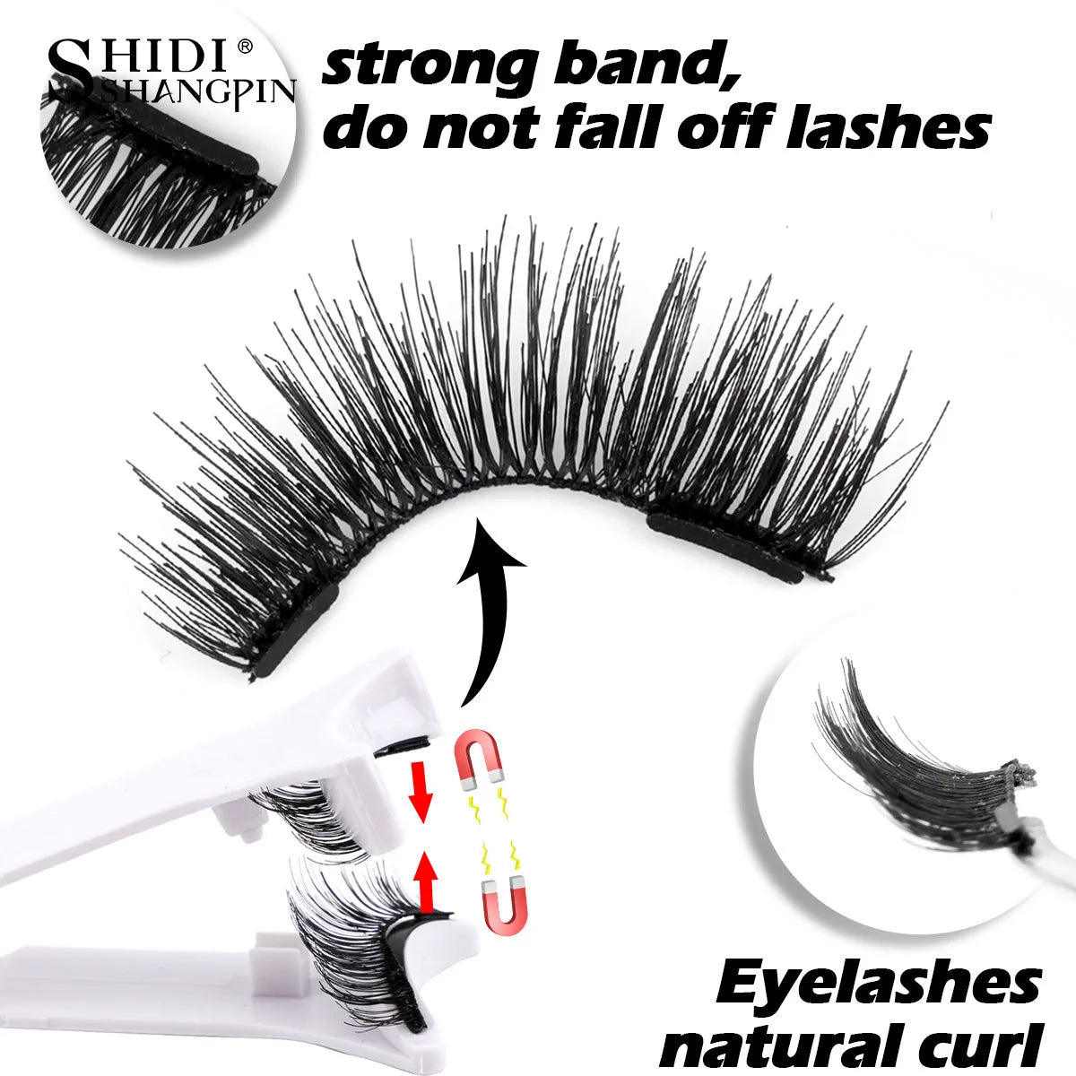 5 Styles 1 boxes Reusable Magnetic Eyelashes Tweezers Set Lash Extension Natural Curler 3-Step Press On False Eyelashes in bulk