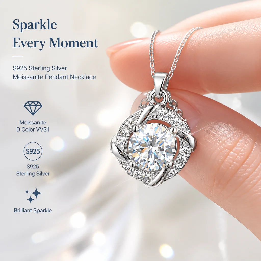 0.5ct-1.0ct VVS1 D Color Moissanite Necklace 925 Soild Sterling Sliver Chain with Certificate Fine Jewelry for Woman Jewelry