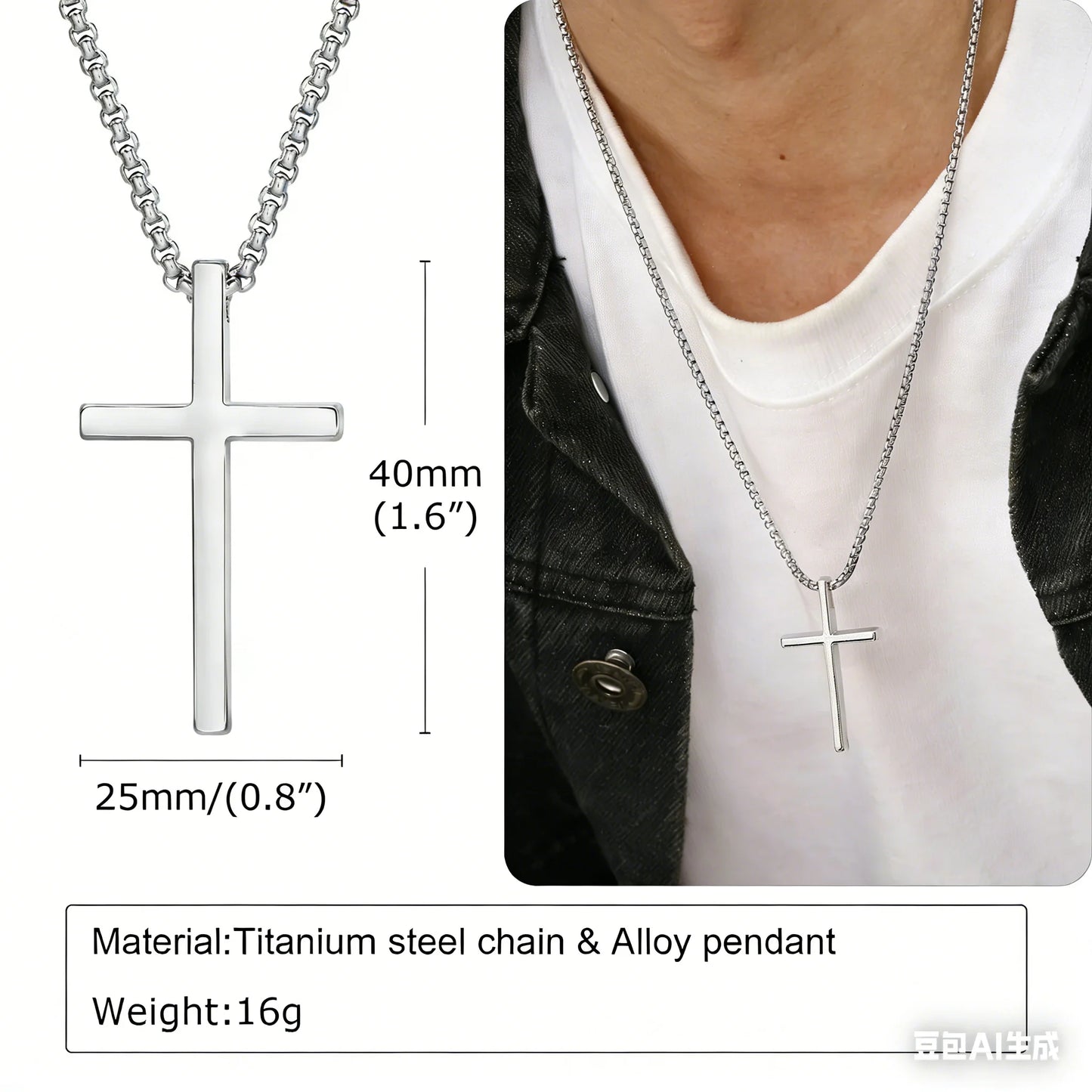 Silver Simple Cross Pendant Necklace Unisex Accessories for Couples, Brother and Sister Style as a Gift Jewelry Accessories