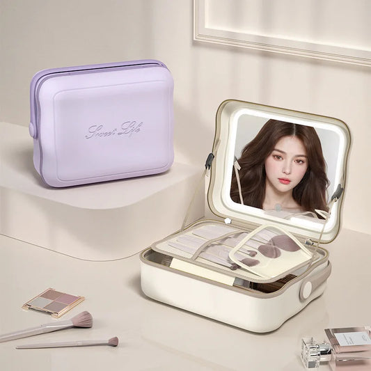 LED Cosmetic Case with Lights and Mirror Cosmetic Bag Large Capacity Premium Feeling Cosmetic Bag Luxury Makeup Bag Case