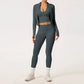 2/3PCS Yoga Set Women Gym Long Sleeve Sports Suits Fitness Bra Crop Top Workout Clothes Female Solid Seamless Legging Sportswear